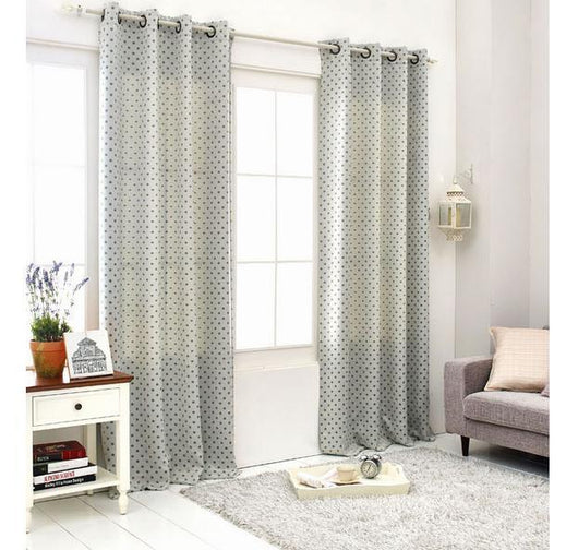 Dot green sheer linen curtains