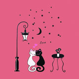 Cute Cartoon Couple Cat Flower Vine 3D Wallpaper